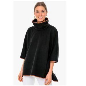 NWT Womens Tuckernuck Black Brown Funnel Neck Pullover Poncho Cape Jacket OS *